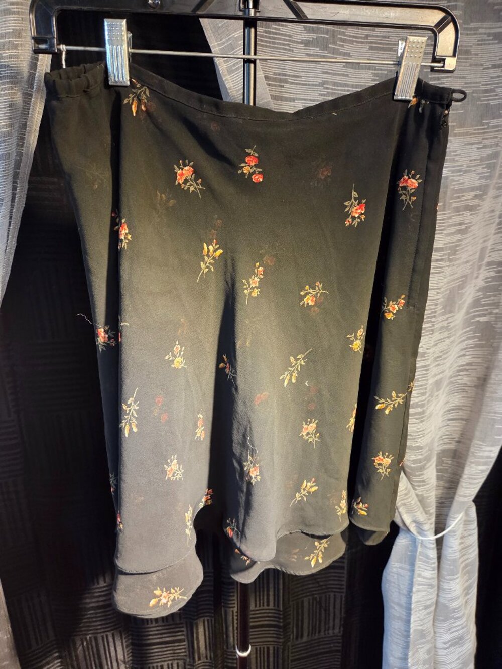 Vintage 90s EXPRESS Marque Deposee Womens Black Floral Skirt Size S